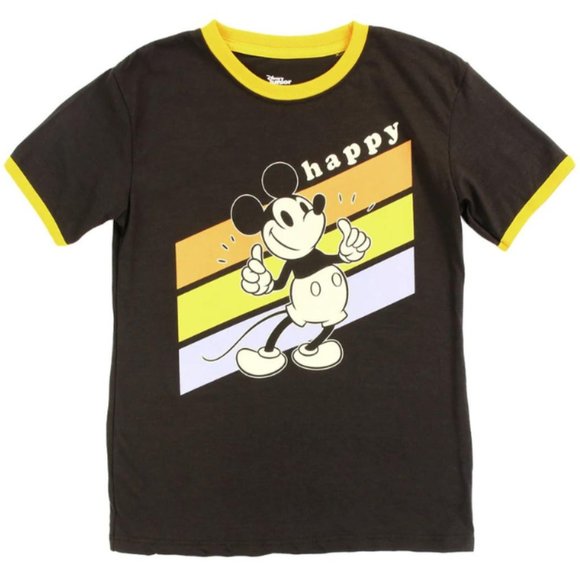 Disney Mickey Mouse Boys Short Sleeve T-Shirt | Happy Graphic Tee - Picture 1 of 3